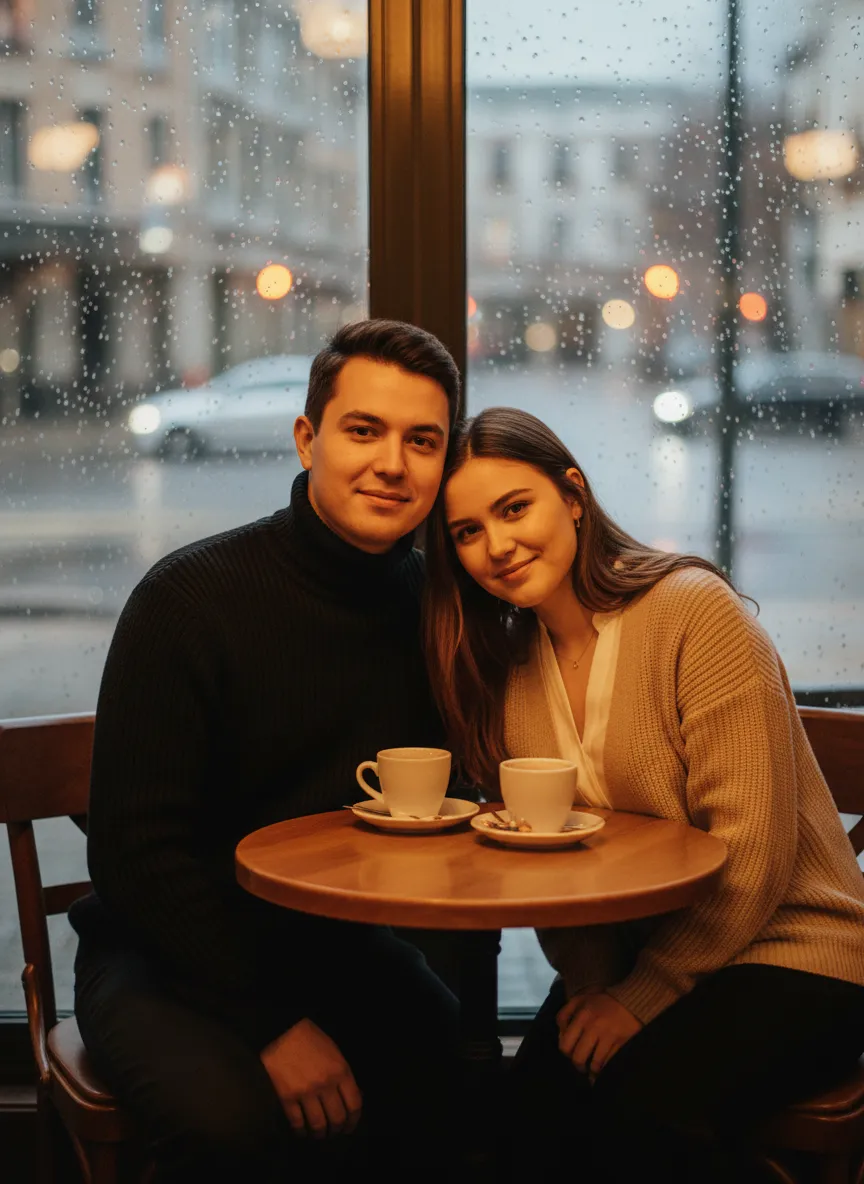 Couple Photo on Cafe Style