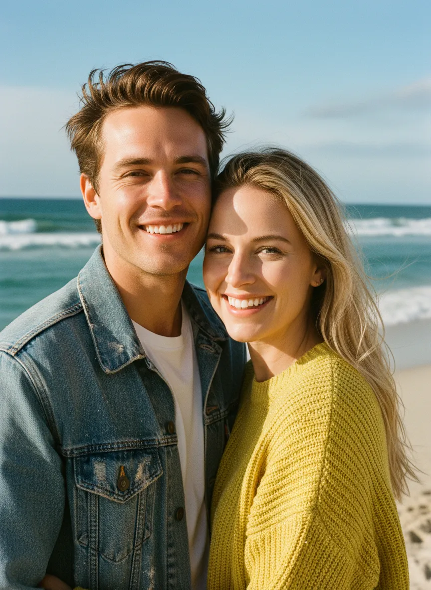 Couple Photo on Sunny Beach