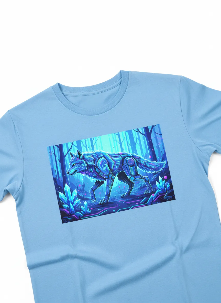 Cyber Wolf Sky Blue T-Shirt