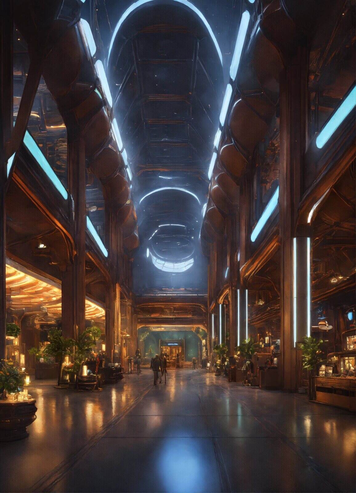 blue cinematic interior