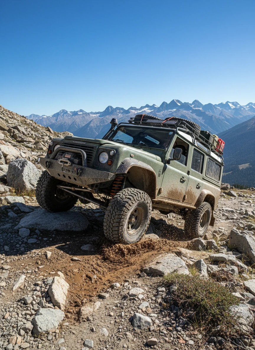 Off-Road SUV in Mountain Terrain