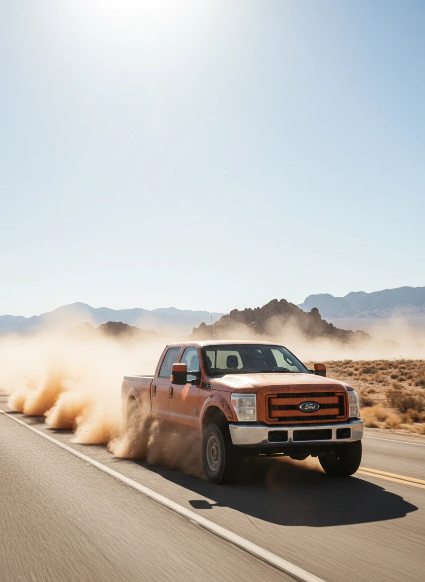 Pickup Truck on Desert Highway