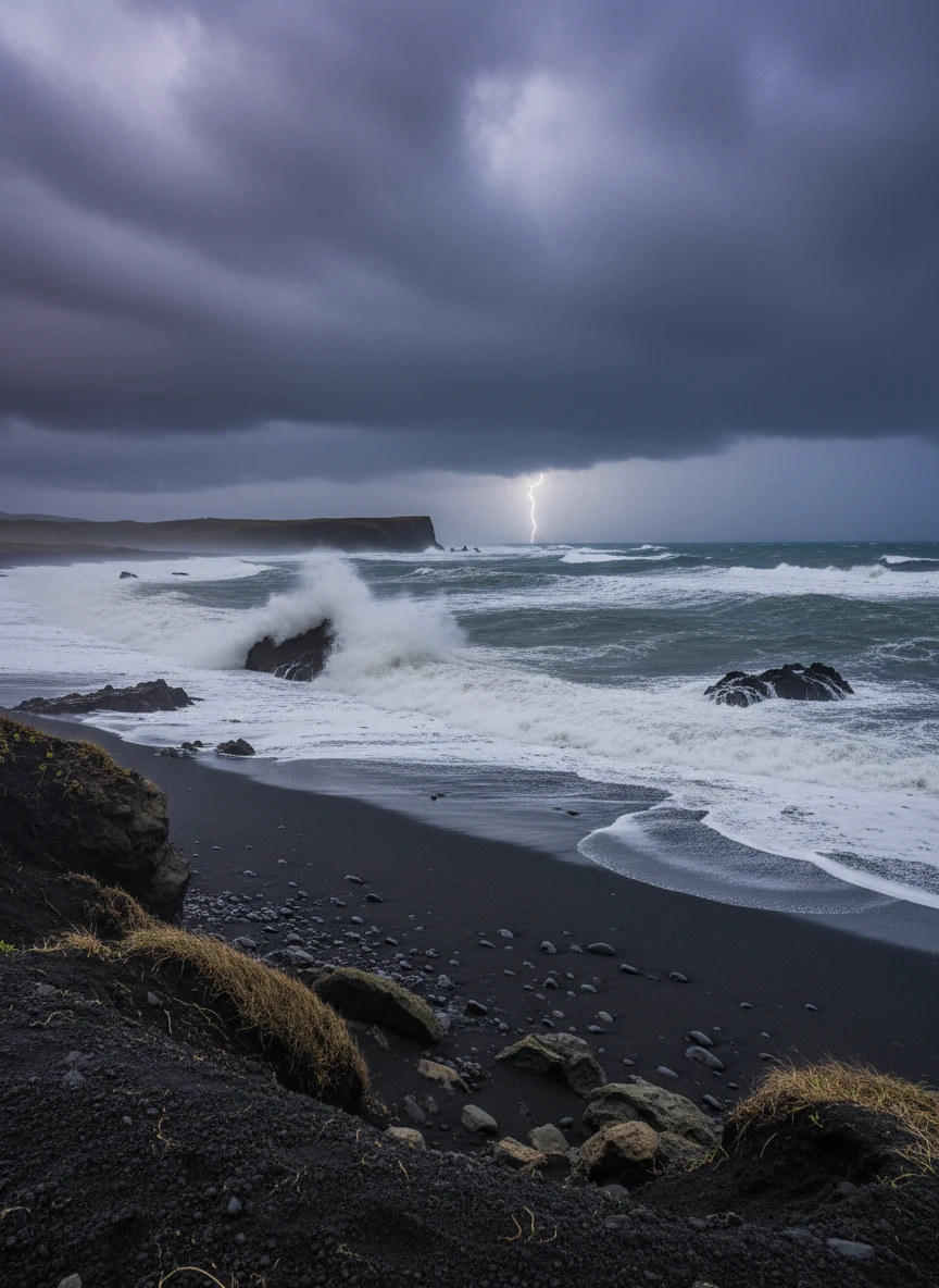 Stormy Volcanic Shore